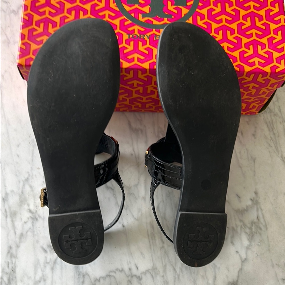 Tory Burch Black and Gold Sandals - Picture 4 of 4